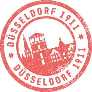 ein roter Düsseldorf Stempel auf weißen Hintergrund